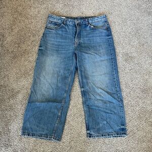 Zara Light Blue Wide Leg Cropped Jeans